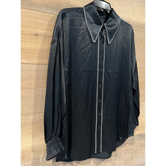 NWOT AllSaints Charli Stitch black Shirt top size US 4 - Picture 5 of 12